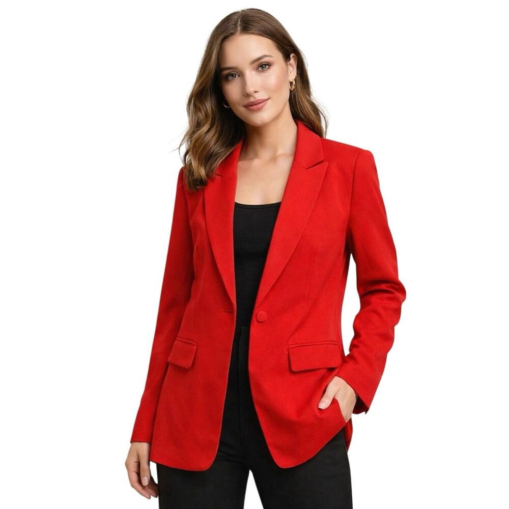 Kirundo Red Blazer Medium NWT Tailored Single Button Career Jacket Chic